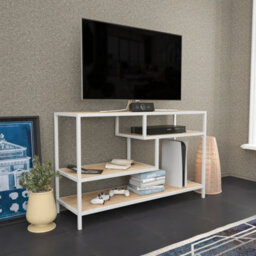 Decorotika Robins Tv Stand Tv Unit Tv Cabinet For Tvs Up To 55 Inches White And Oak - thumbnail 3