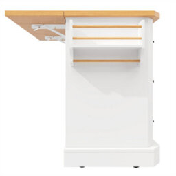 Abrihome Mobile Kitchen Island Cart On Wheels - Cabinet With 2 Doors & 6 Drawers, Adjustable Width 45-75Cm, White/black - thumbnail 8
