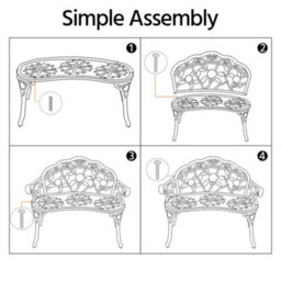 Yaheetech Bronze Outdoor Metal Bench Rose Accented For Patio, Garden, Park - thumbnail 7