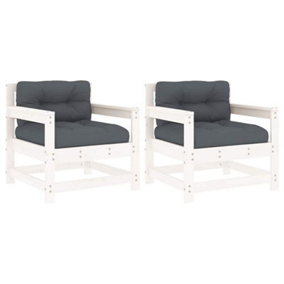 Berkfield Rustic Garden Chairs With Cushions 2 Pcs White Solid Wood Pine