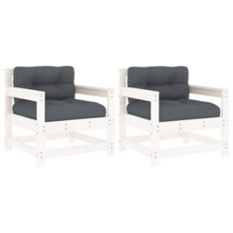 Berkfield Rustic Garden Chairs With Cushions 2 Pcs White Solid Wood Pine