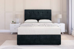 "Sloomy Highbury Black Naples Divan Bed Base 2 Drawers Same Side - 54"" Floor Standing Headboard 3' Single"