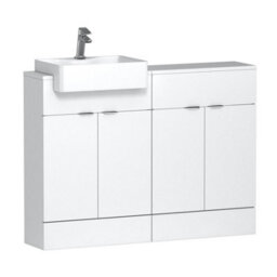 Royal Bathrooms Elena 1200mm Floor Standing Bathroom Vanity Sink Unit Gloss White 4 Door With Semi Recessed Basin - thumbnail 4