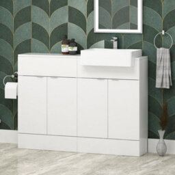 Royal Bathrooms Elena 1200mm Floor Standing Bathroom Vanity Sink Unit Gloss White 4 Door With Semi Recessed Basin - thumbnail 1