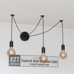 Lmodern 3 Way Spider Pendant Light Industrial E27 Lamp Holder 1.5M Adjustable Ceiling Hanging Lighting Fixture Black Without Bulb - thumbnail 3