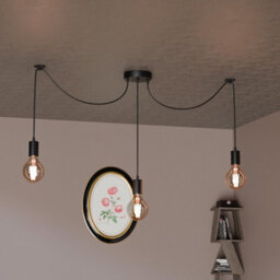 Lmodern 3 Way Spider Pendant Light Industrial E27 Lamp Holder 1.5M Adjustable Ceiling Hanging Lighting Fixture Black Without Bulb - thumbnail 2