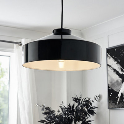 Litecraft Kye Glossy Black Single Ceiling Pendant Light - image 1