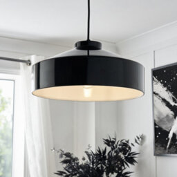 Litecraft Kye Glossy Black Single Ceiling Pendant Light