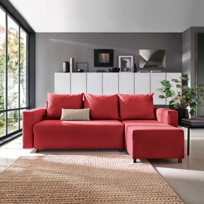 Abakus Direct Oslo Reversible Corner Sofa Bed In Red - image 1