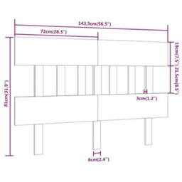 Berkfield Bed Headboard Grey 143.5X3X81 Cm Solid Wood Pine - thumbnail 6