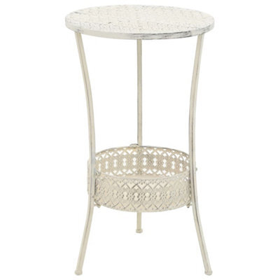 Vidaxl Bistro Table Vintage Style Round Metal 40X70 Cm White - image 1