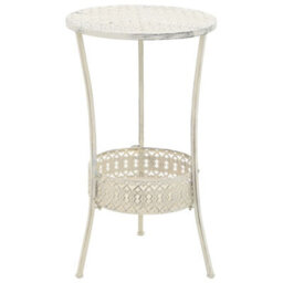 Vidaxl Bistro Table Vintage Style Round Metal 40X70 Cm White