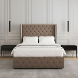 REGIONAL FURNISHINGS Divan Bed Set Mink Plush Velvet 54Inch With Headboard & Footboard 2Drawersfootend & Mattress In Double King 4Ft 6Ft - thumbnail 2