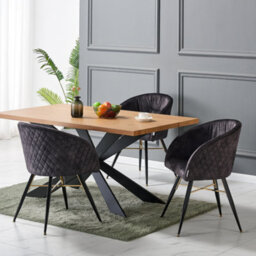 Life Interiors Set Of 2 Black Vittorio Velvet Dining Chairs With Black Metal Legs, Quilted Design Modern Accent Chair - thumbnail 8