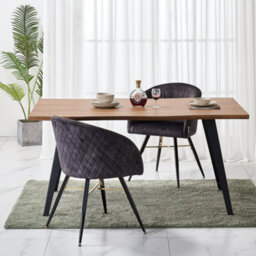 Life Interiors Set Of 2 Black Vittorio Velvet Dining Chairs With Black Metal Legs, Quilted Design Modern Accent Chair - thumbnail 7