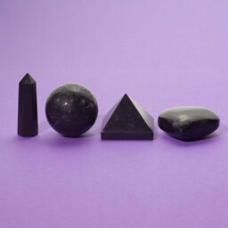 Four Gemstone Shapes Set Black Tourmaline Heart, Sphere, Obelisk & Pyramid - thumbnail 9