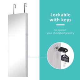 Homcom Hanging Mirrored Jewel Storage Cabinet Organiser Lockable W/6 Led White - thumbnail 5