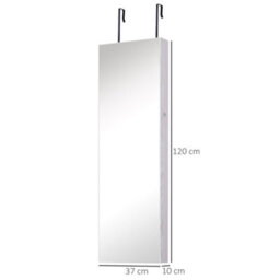Homcom Hanging Mirrored Jewel Storage Cabinet Organiser Lockable W/6 Led White - thumbnail 3