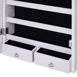 Homcom Hanging Mirrored Jewel Storage Cabinet Organiser Lockable W/6 Led White - thumbnail 9