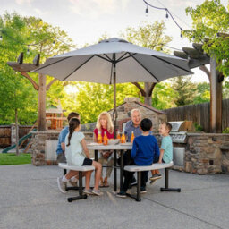 Lifetime 3.6Ft Round Picnic Table Wheelchair Accessible Outdoor Garden Table Uv Protected Steel Frame Model 260205 - thumbnail 7