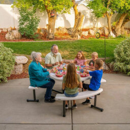 Lifetime 3.6Ft Round Picnic Table Wheelchair Accessible Outdoor Garden Table Uv Protected Steel Frame Model 260205 - thumbnail 3