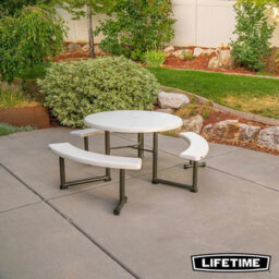 Lifetime 3.6Ft Round Picnic Table Wheelchair Accessible Outdoor Garden Table Uv Protected Steel Frame Model 260205