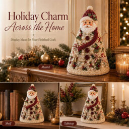 Amorly Beaded Christmas Tree Kit, Santa Claus 3D Pearl Beaded Christmas Tree, Handmade Tabletop Decoration For Festive Surprise & Gift - thumbnail 6
