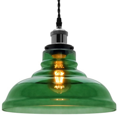 Long Life Lamps Company Industrial Smoked Green Glass Ceiling Pendant Light Bowl Lamp Shade K422 - image 1