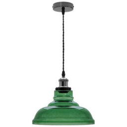 Long Life Lamps Company Industrial Smoked Green Glass Ceiling Pendant Light Bowl Lamp Shade K422 - thumbnail 4