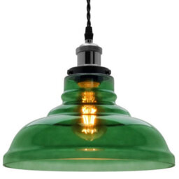 Long Life Lamps Company Industrial Smoked Green Glass Ceiling Pendant Light Bowl Lamp Shade K422