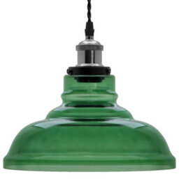 Long Life Lamps Company Industrial Smoked Green Glass Ceiling Pendant Light Bowl Lamp Shade K422 - thumbnail 3