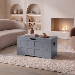 Lassic Vida Designs Large Ottoman Storage Bench Seat Lift-Up Blanket Box Toy Chest Trunk For Bedroom Hallway Living Room 100Cm, Grey - thumbnail 2