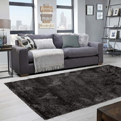 Abaseen 60X110Cm Anthracite Cosy Shaggy Rug, Rectangular Extra Soft Touch 5Cm Heavy Thick Pile, Modern Area Rugs Living & Bedroom - image 1
