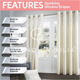 Gc Gaveno Cavailia Aviv Modern Style Lined Diamante Band Curtains 66X54 Cm Champagne Luxurious Sparkle Eyelet For Bedroom - thumbnail 3