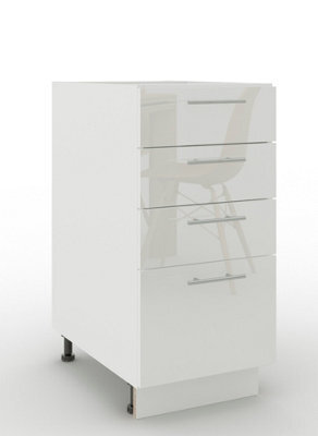 Jd Greta Adjustable Legs Kitchen Drawer Unit 400mm Storage Cabinet With Door Shelf 40Cm - White Gloss - image 1