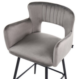 Wyld And Coco Velvet Bar Chairs Set Of 2 Grey With Armrests And Cut-Out Backrest, W53 X D51 X H94Cm - thumbnail 5