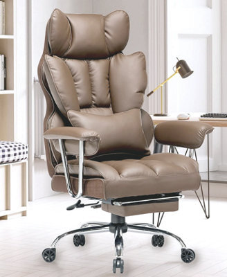 Onemill Ergonomic Executive Office Chair With Footrest, High Back Leather Desk Chair With Lumbar Support - image 1