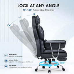 Onemill Ergonomic Executive Office Chair With Footrest, High Back Leather Desk Chair With Lumbar Support - thumbnail 5