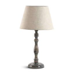Large Grey Wooden Table Lamp With Fabric Shade For Living Room Or Bedroom 55X30X30Cm