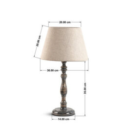 Large Grey Wooden Table Lamp With Fabric Shade For Living Room Or Bedroom 55X30X30Cm - thumbnail 5