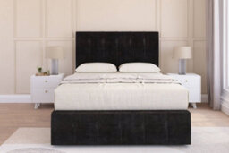"Sloomy Cambridge Black Plush Divan Bed 2 Drawers Right Side-26"" Strutted Headboard 12"" Footboard 4' Small Double"