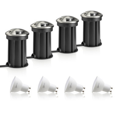 Auraglow Ip67 Anti-Dazzle Stainless Steel Gu10 Deck Light - Warm White - 4 Pack - image 1
