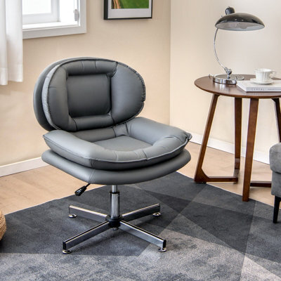 Costway Armless Home Office Chair Upholstered Swivel Computer Chair Height Adjustable Vanity Chair - image 1