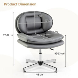 Costway Armless Home Office Chair Upholstered Swivel Computer Chair Height Adjustable Vanity Chair - thumbnail 3
