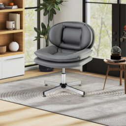 Costway Armless Home Office Chair Upholstered Swivel Computer Chair Height Adjustable Vanity Chair - thumbnail 5