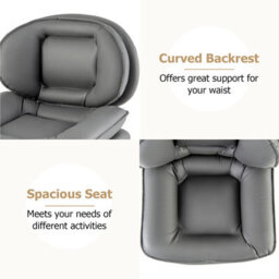 Costway Armless Home Office Chair Upholstered Swivel Computer Chair Height Adjustable Vanity Chair - thumbnail 9