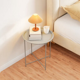 Outsunny 46Cm Round Garden Table Side Table With Removable Tray, White - thumbnail 9