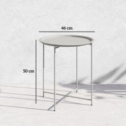 Outsunny 46Cm Round Garden Table Side Table With Removable Tray, White - thumbnail 3