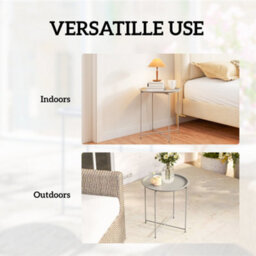 Outsunny 46Cm Round Garden Table Side Table With Removable Tray, White - thumbnail 7