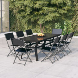 Walplus 9 Piece Garden Outdoor Dining Set Suitable For Backyard, Patio Grey And Black - thumbnail 1